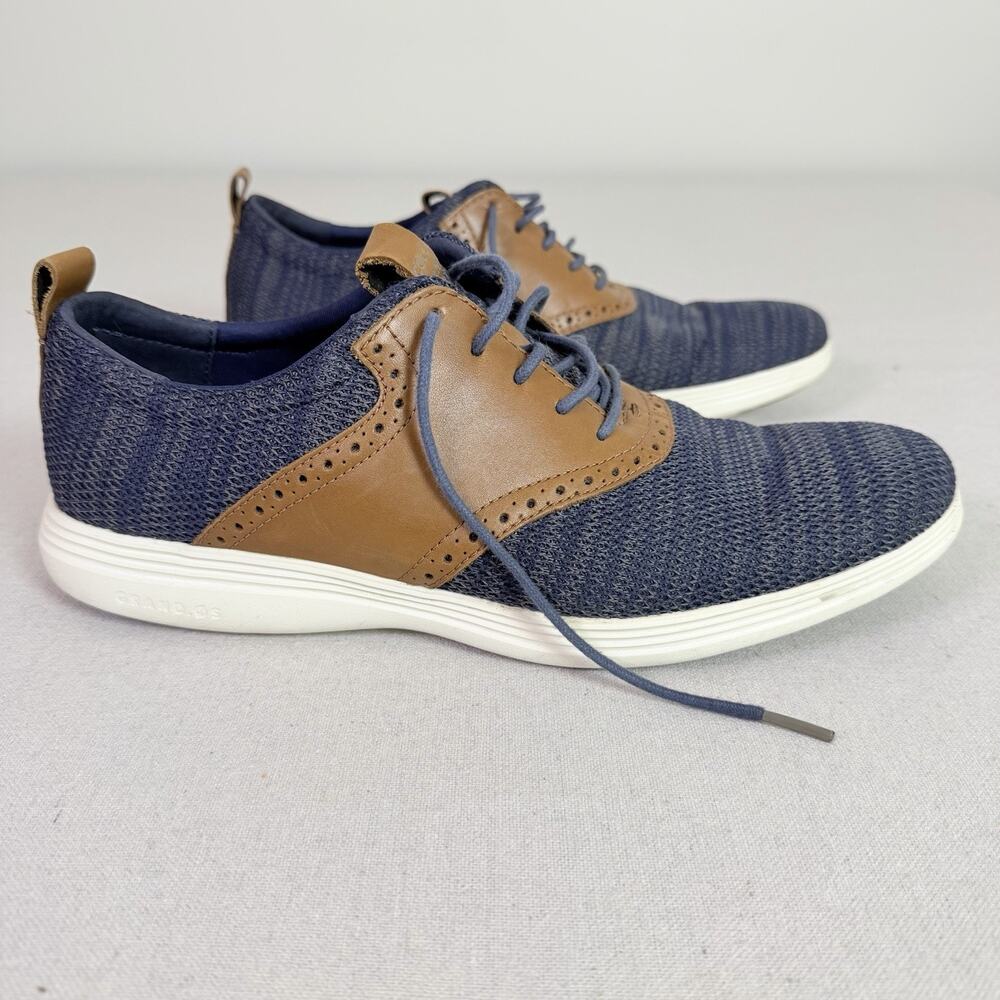 Cole Haan Grand Tour Knit Oxford Shoes Men's 11M Two Tone Blue Tan Casual Preppy - Picture 5 of 16